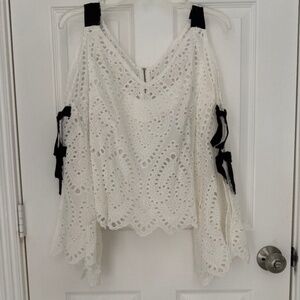 Nanette Lepore Hook, Line, Sinker Lace Cold Shoulder Top Size 8 NWT OTHER